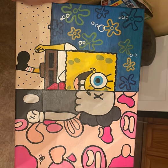 SpongeBob & kaws bape background painting - Picture 1 of 3